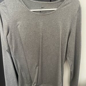 Nike Gray Fitted Long Sleeve Tee